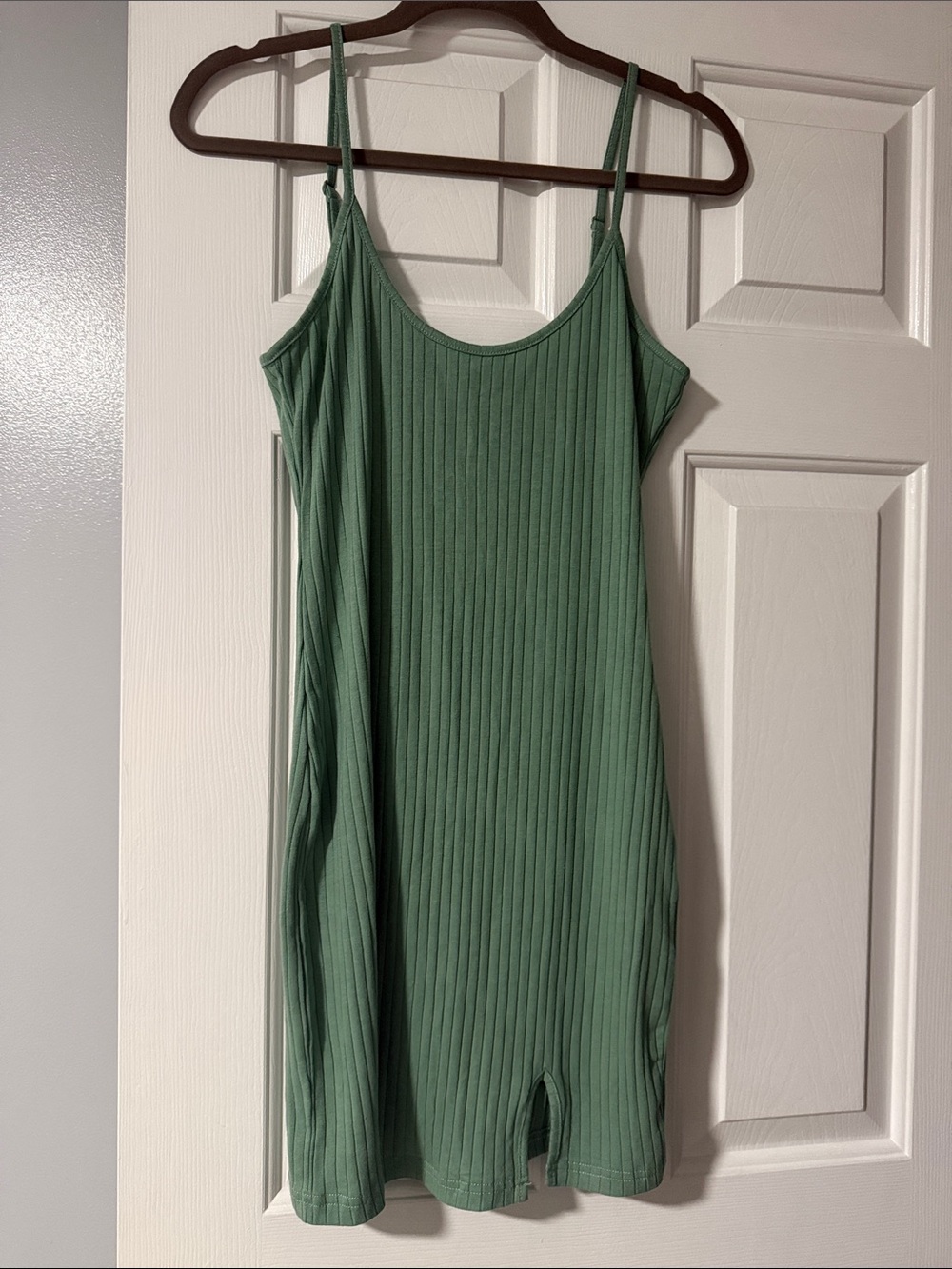 SHEIN Green Ribbed Mini Slip Dress